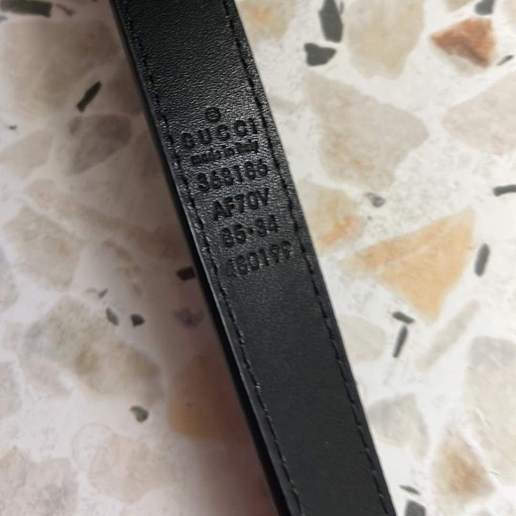 New New Gucci 20mm GG Marmont Black Leather Belt size 85/34 - Picture 4 of 7